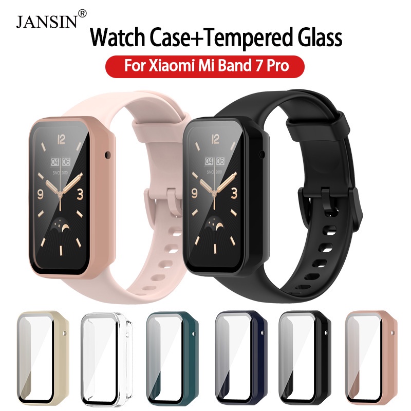 Vỏ PC và kính cường lực JANSIN bảo vệ màn hình cho Xiaomi Mi Band 7 Pro Xiaomi Mi Band 7 Pro mi band 7 Pro