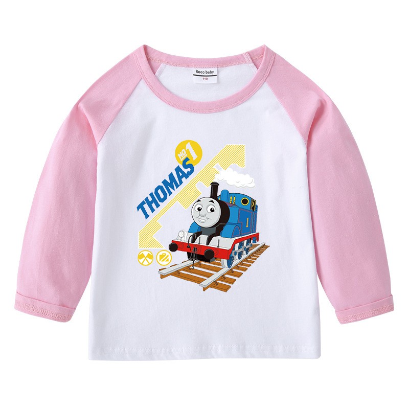 Áo Thun Cotton Tay Dài In Hoạt Hình Tàu Lửa Thomas Dễ Thương Thời Trang Mùa Thu Cho Bé