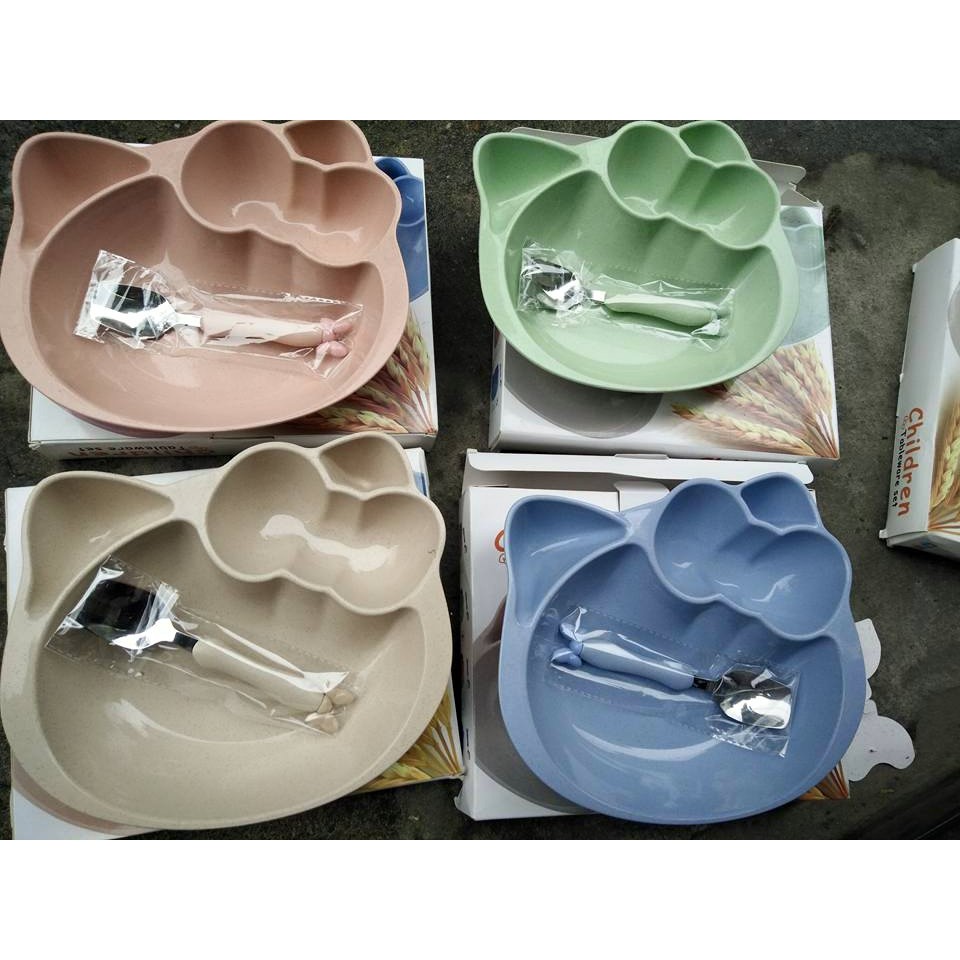Bộ bát thìa ăn dặm làm từ lúa mạch hình mèo Hello Kitty