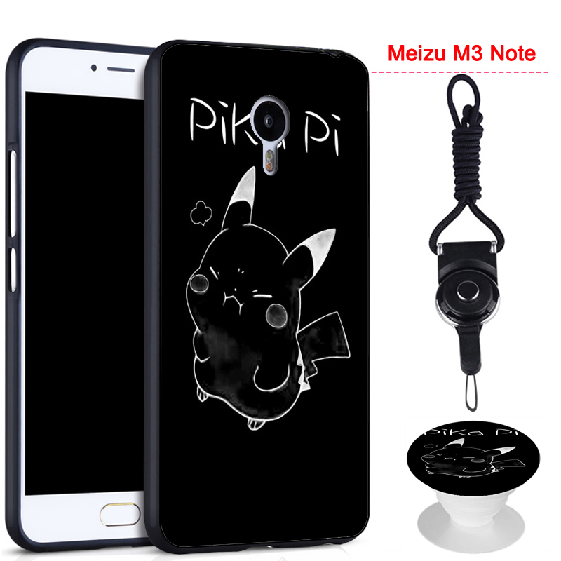 Ốp điện thoại in hình hoạt hình kèm giá đỡ cùng họa tiết và dây đeo cho Meizu M3 Note