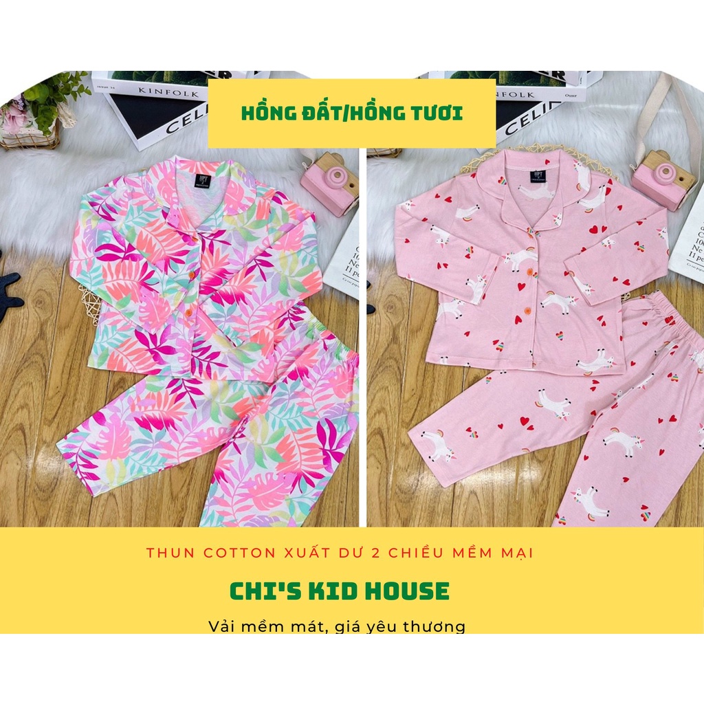 ĐỒ BỘ DÀI TAY/ PYJAMA THUN COTTON 2 CHIỀU XUẤT DƯ  CHO BÉ MẶC NGỦ 9-25KG