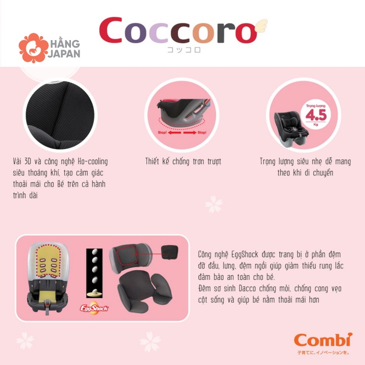 Ghế ngồi ô tô cho bé Combi Coccoro EG 0-4 tuổi HÀNG CHÍNH HÀNG bản LIMITED