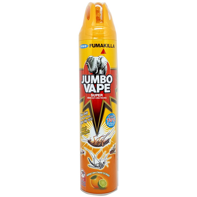 Bình Xịt Muỗi Jumbo Vape FIK Hương Cam Chanh Tự Nhiên (600ML)