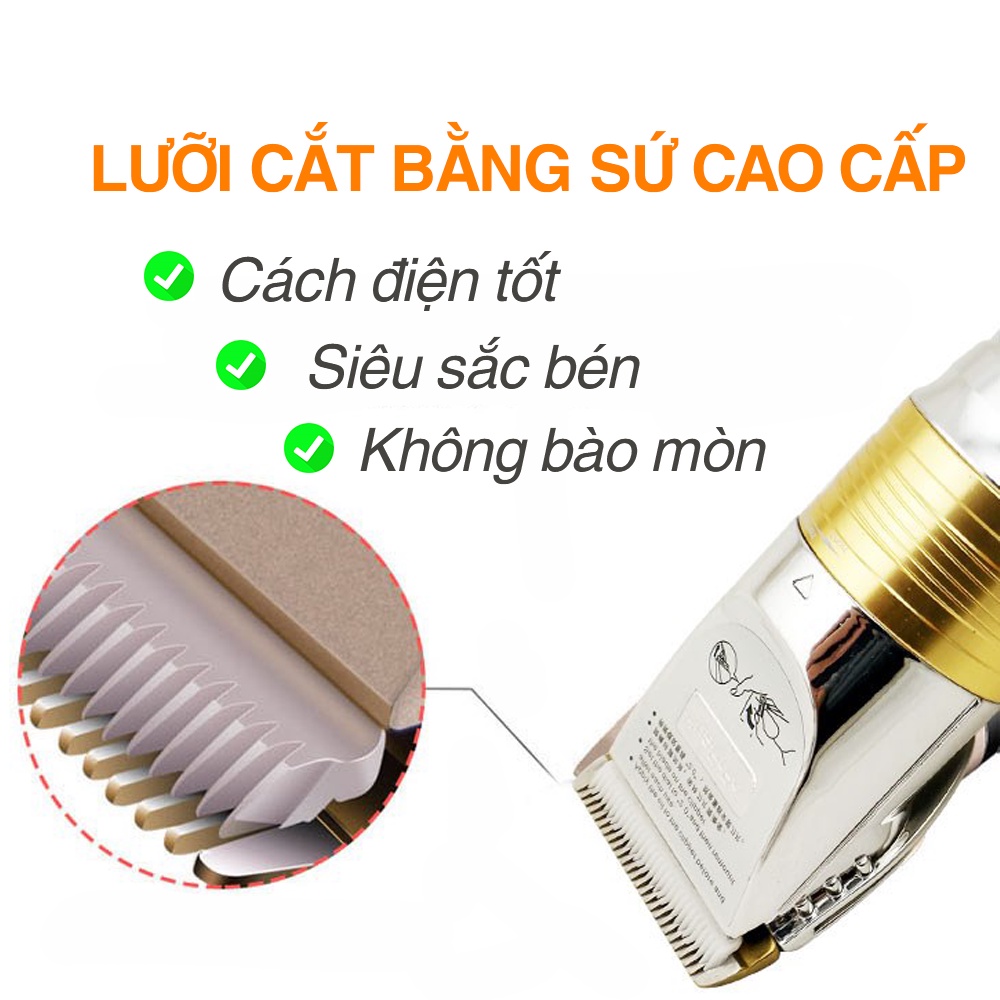 Tông đơ cắt tóc Huaerbo F10 chuyên nghiệp, máy chạy êm, lưỡi sứ siêu bén pin trâu+pin sơ cua, cắt tóc gia đình, trẻ em