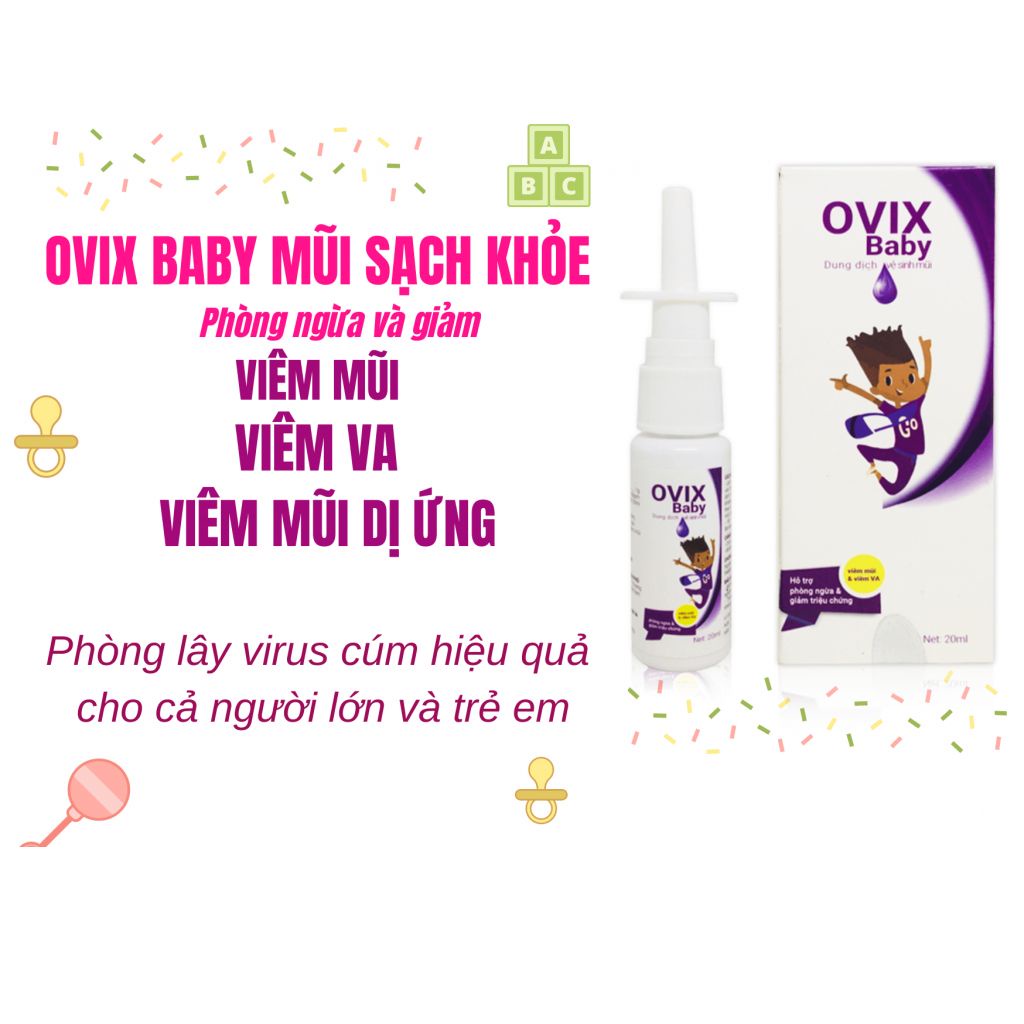 OVIX Baby dung dịch vệ sinh mũi dạng xịt tăng cường hàng rào bảo vệ tự nhiên cho mũi - Dành cho trẻ từ 3 tháng