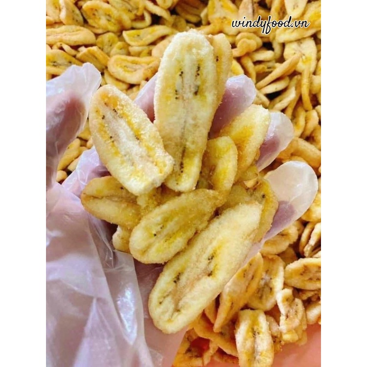 Chuối sứ sấy giòn,  lon pet 300g, đặc sản Đà Lạt giòn ngọt