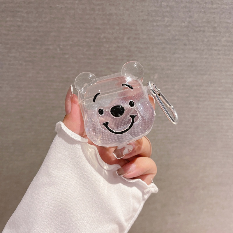 Vỏ Bảo Vệ Hộp Sạc Tai Nghe Xiaomi Redmi Buds 3 Trong Suốt Hình Gấu Hello Kitty 3D Dễ Thương Kèm Móc