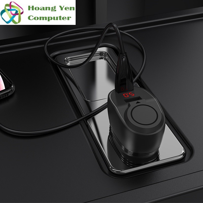 Cốc Sạc Xe Hơi Hoco Z34 2 Cổng Sạc USB, 1 Cổng Mồi Thuốc - BH 1 Năm - Hoàng Yến Computer