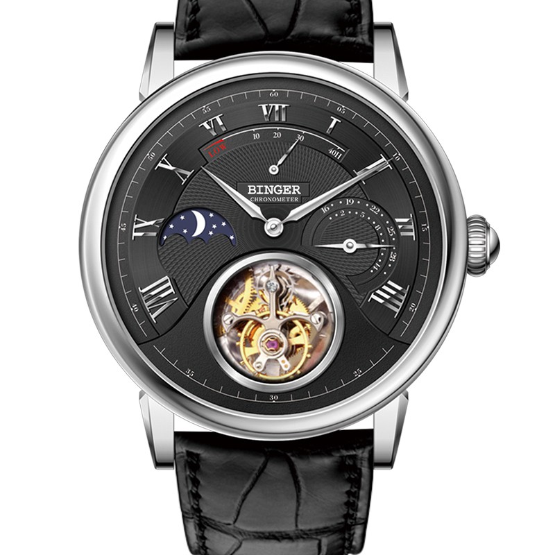 Đồng hồ cơ nam Tourbillon Moonphase Binger BG93