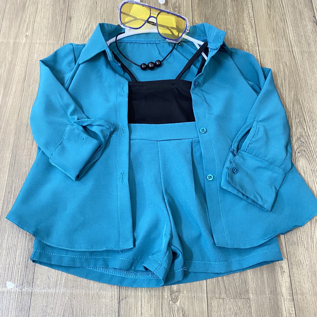 Set đồ bé gái 3 chi tiết xanh lạ  8-23kg Angel Baby Thời Trang Thiết Kế