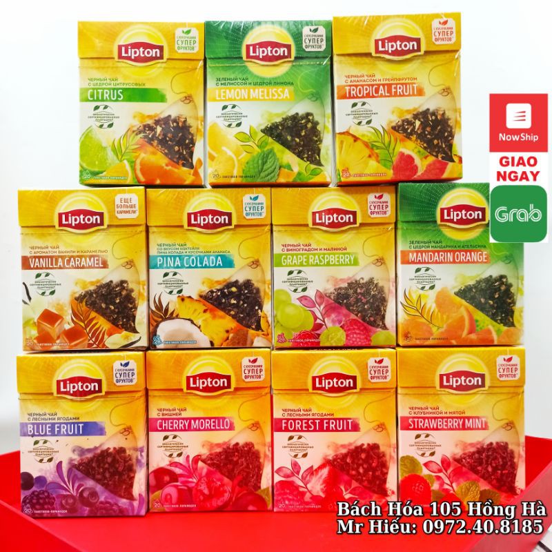 [T10/2022] Trà Lipton Nga hộp 20 túi lọc đủ vị