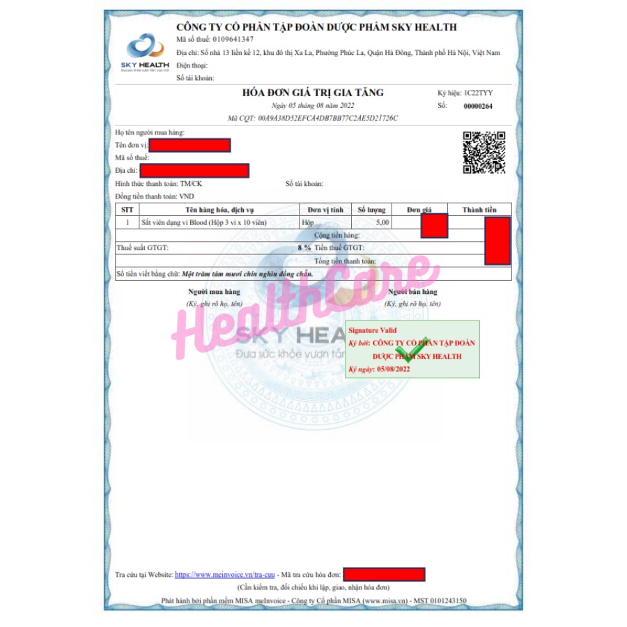 Bổ Sung Sắt, Axit Folic - Bổ Máu Blood Sky Health Giúp Cải Thiện Triệu Chứng Thiếu Máu