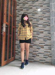 Áo Sơ mi oversize caro vàng