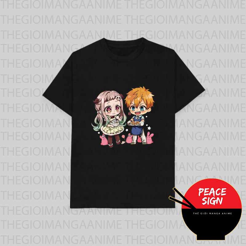 Áo thun phông đen in hình nhân vật JIBAKU SHOUNEN HANAKO-KUN Ác quỷ trong nhà xí thời trang