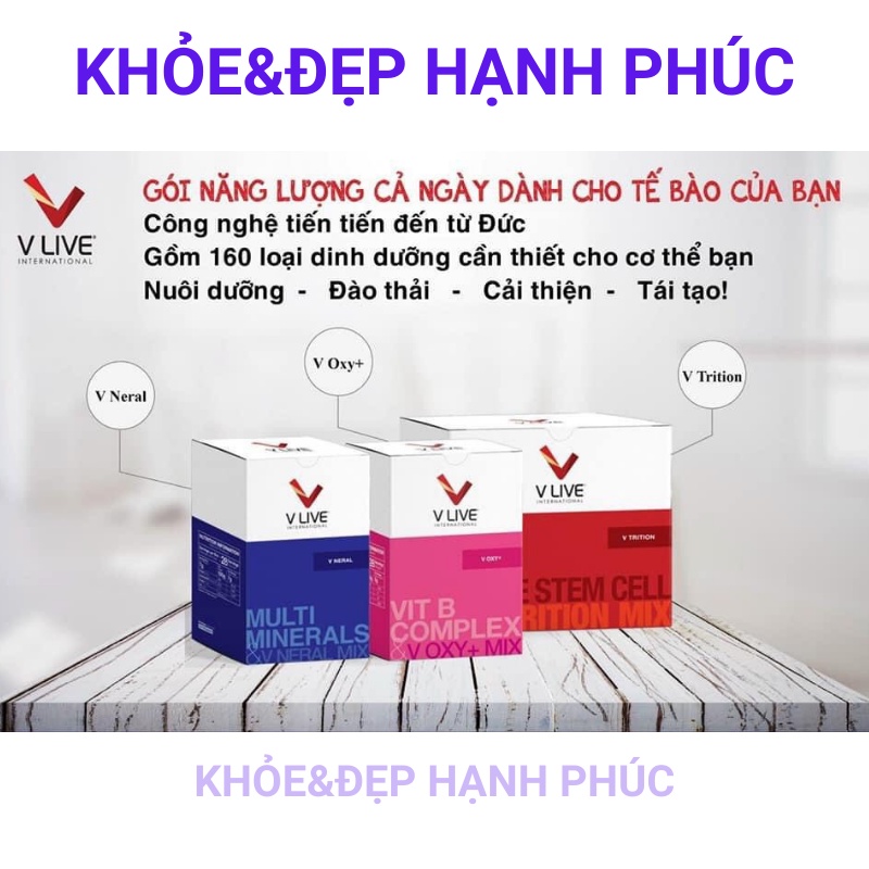 V-Trition - Bộ 3 thực phẩm dinh dưỡng tế bào Vlive - 28 gói/hộp