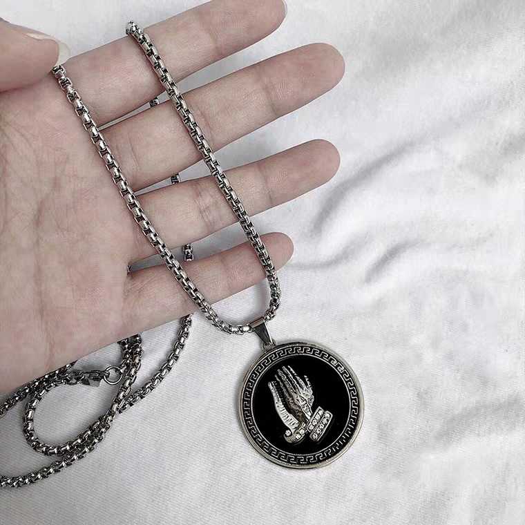 Dây Chuyền Thép Titan Mặt Tròn Phong Cách Hip Hop 2284