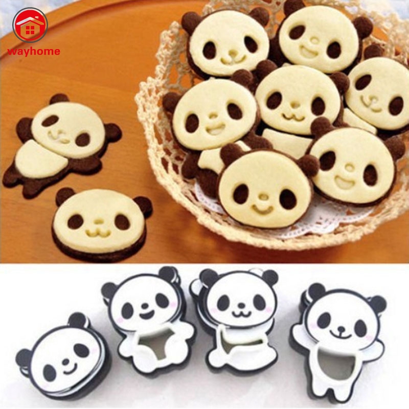 Bộ 4 khuôn làm bánh cookie hình gấu trúc tiện dụng