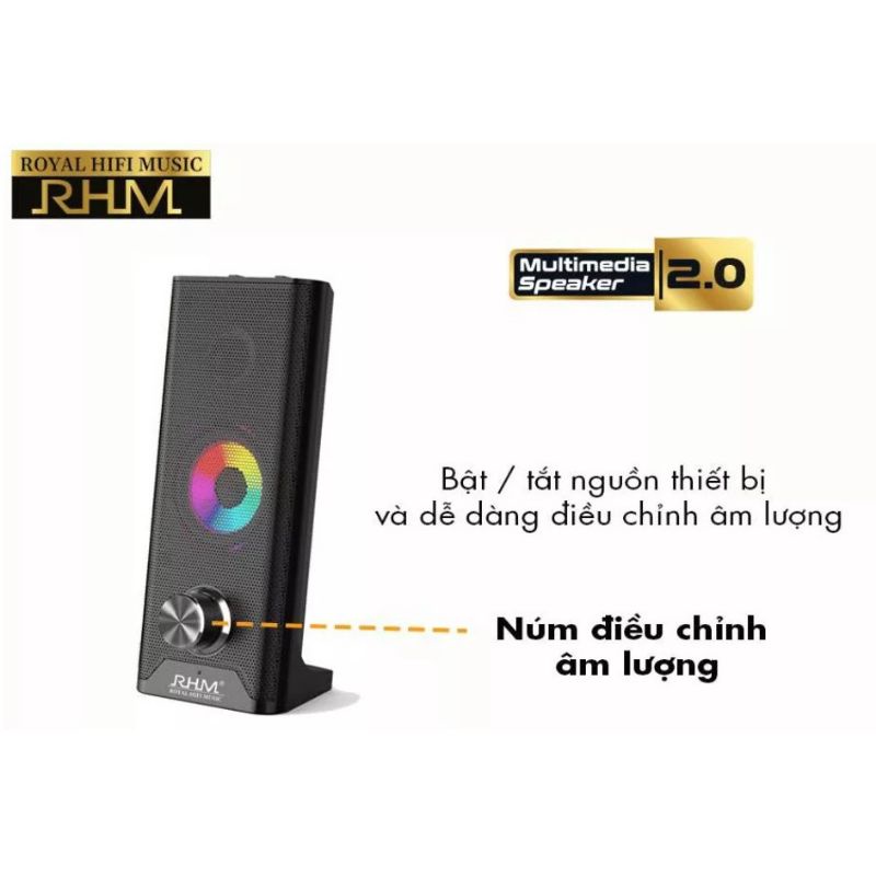 Loa Thanh Máy Tính Led có Bluetooth Để Bàn RHM RM -116BT 2.0 Công Suất 3W, Kết Nối USB, AUX