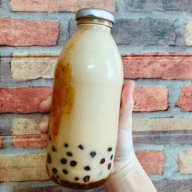 Chai thuỷ tinh 330ml 500ml nắp kim loại màu bạc đựng nước ép, detox, cafe...350ml ~ 500ml - Tặng Kèm Sticker Kute