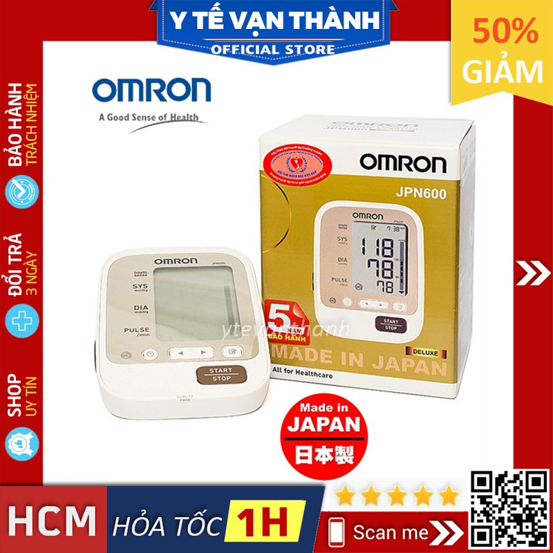 ✅ [CHÍNH HÃNG 100%] Máy Đo Huyết Áp Bắp Tay Omron JPN-600 JPN600 -VT0004 | Y Tế Vạn Thành