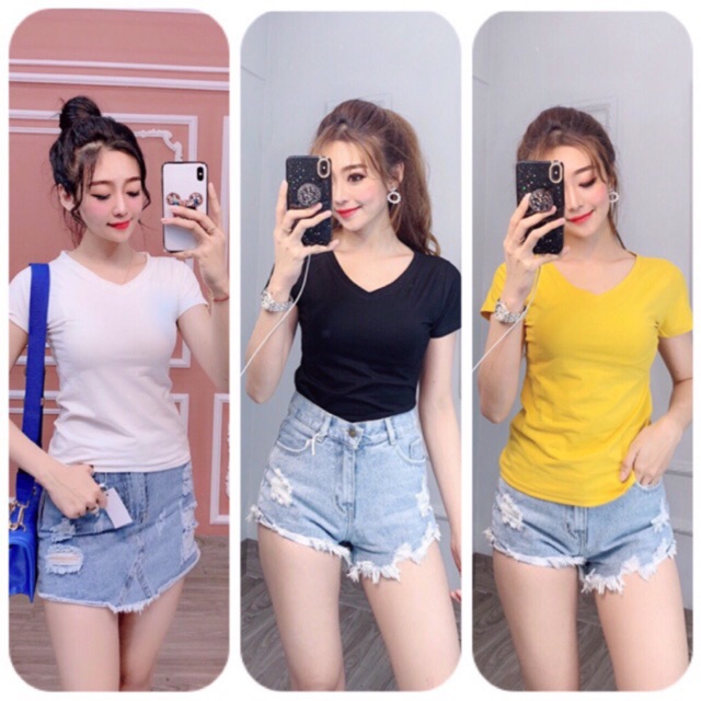 ÁO THUN THÁI NỮ BODY CỔ TIM TAY NGẮN CAO CẤP | WebRaoVat - webraovat.net.vn