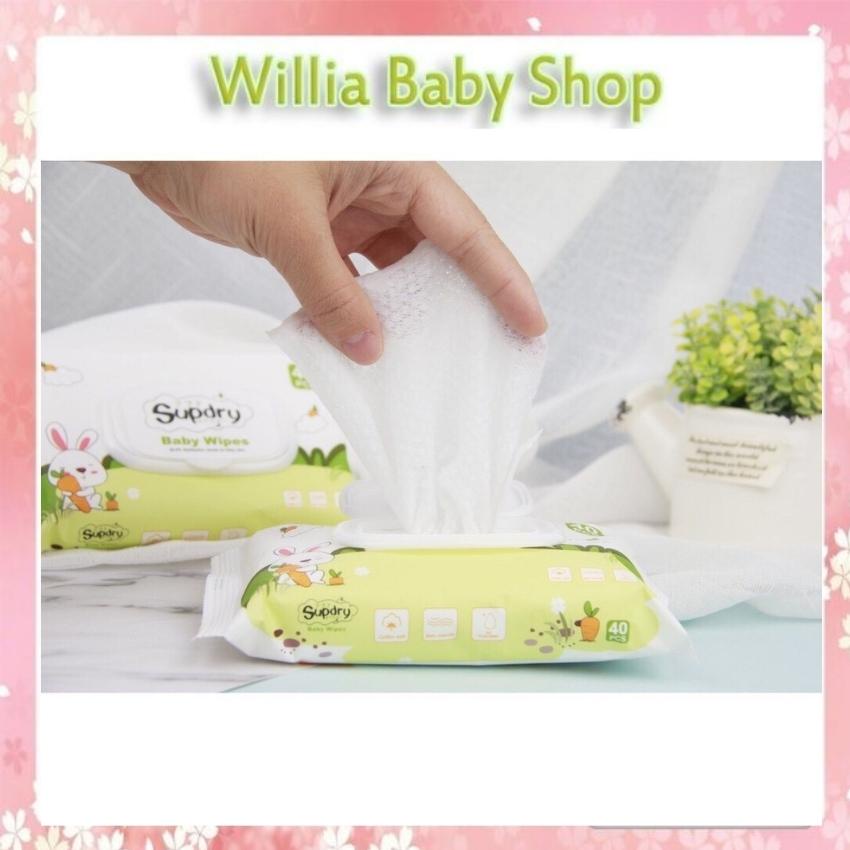 Khăn Ướt Supdry Cao Cấp Willia Babyshop, giấy ướt cao cấp không mùi có nắp 40 tờ, siêu mềm mịn