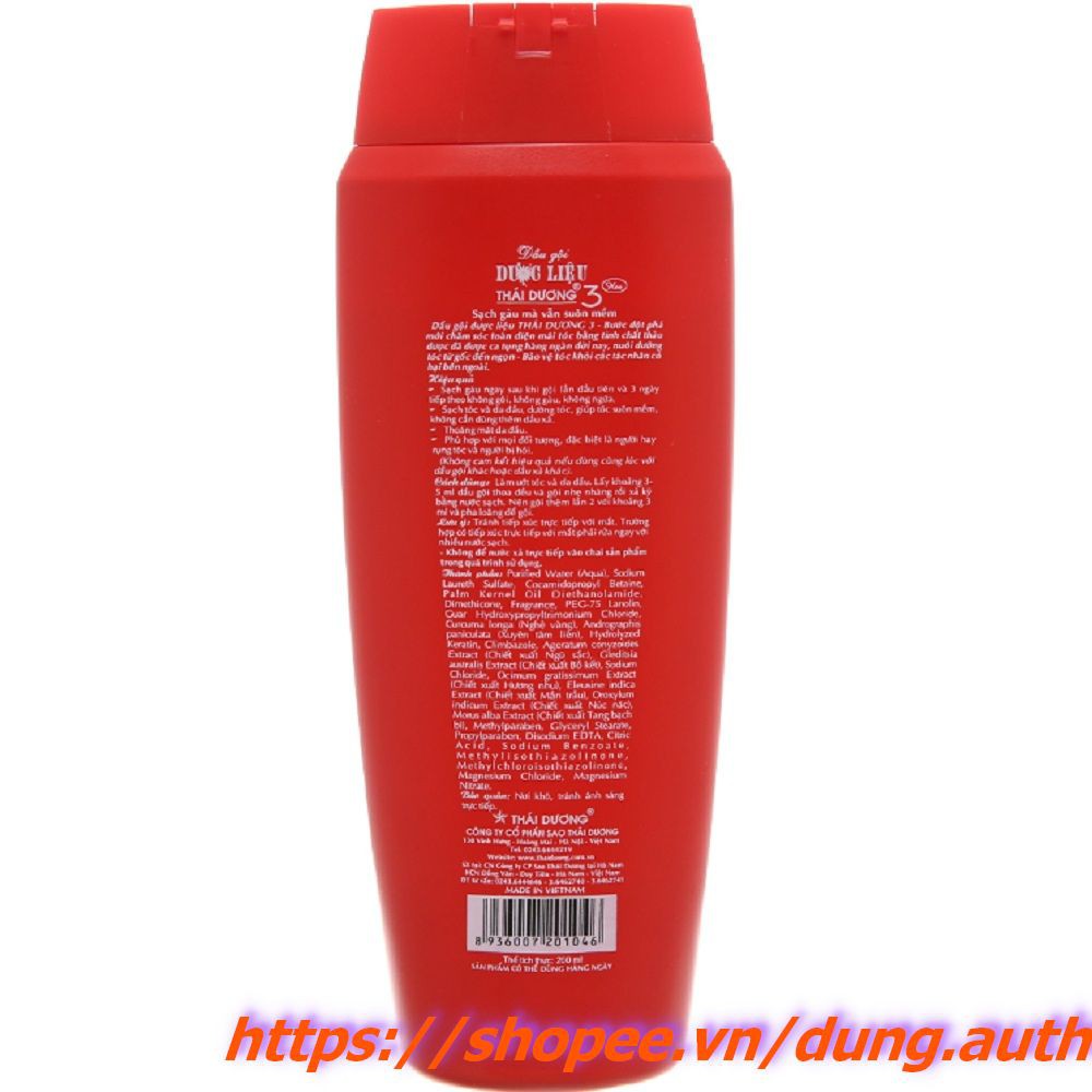 Dầu gội dược liệu Thái Dương 3 trị gàu hương hoa 200ml