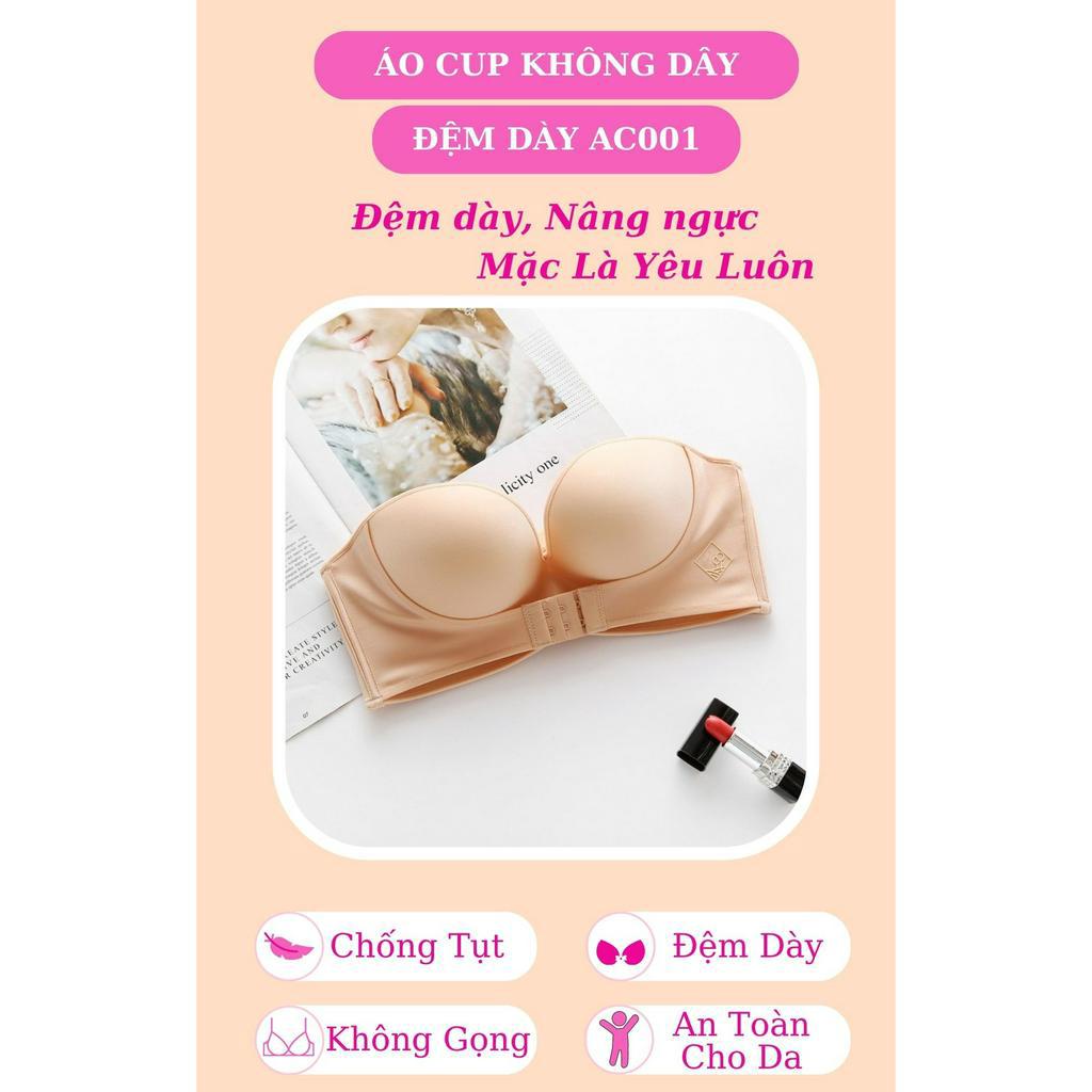 Áo lót cúp ngực nữ Miyours Fashion &amp; More AC001 su không gọng không dây chống tụt, đệm dày cài trước nâng ngực tạo khe
