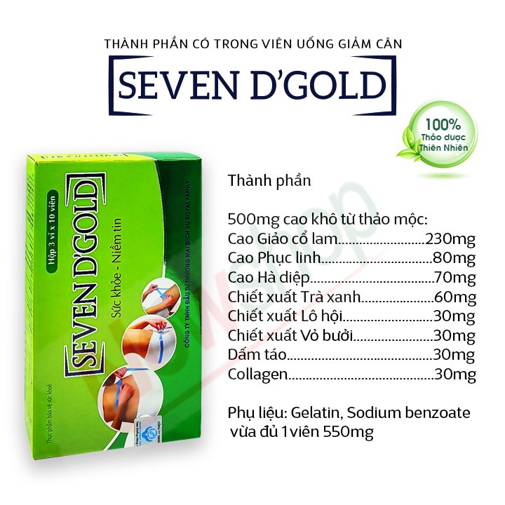 Viên uống giảm cân nhanh tại nhà cho người cơ địa khó Seven D'Gold (Seven Days Gold) giúp giữ dáng và thải mỡ cấp tốc | BigBuy360 - bigbuy360.vn