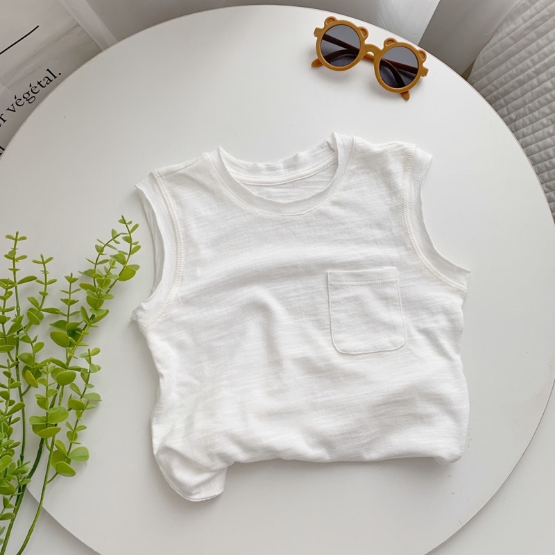 Áo phông ba lỗ Tank Top cotton xước bé trai bé gái-MS33