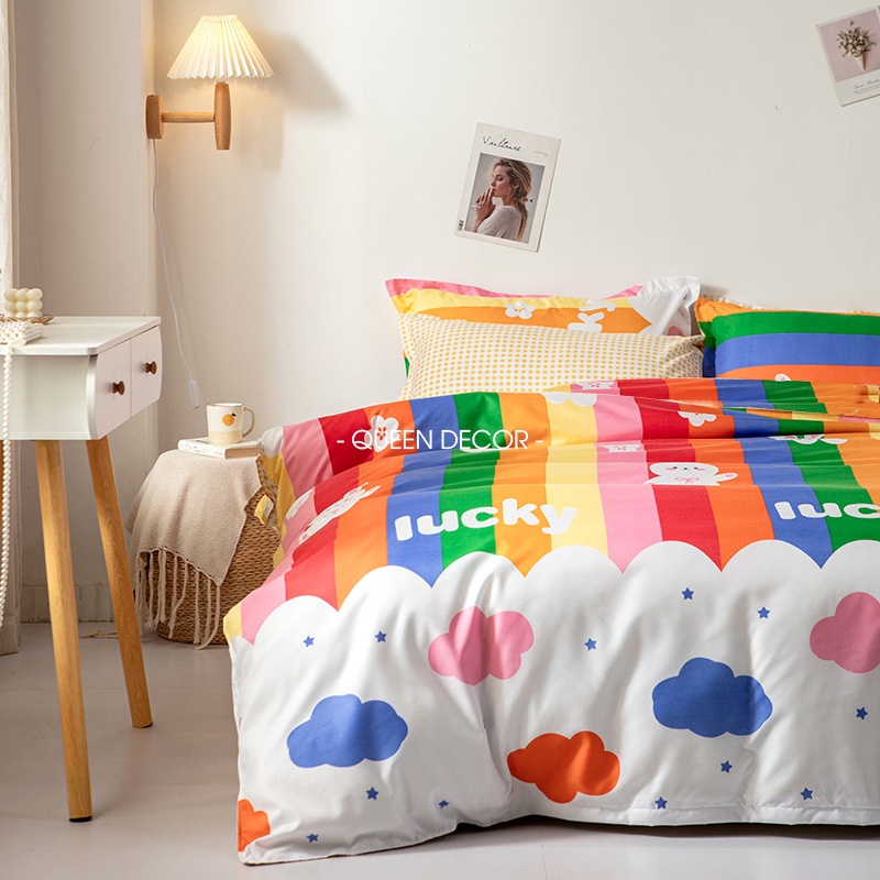 Bộ Chăn Ga Gối, Ga Giường Cotton Poly Set 5 Món Cute M2, M6, M8, 2M2, Miễn Phí Bo Chun Drap Giường - Queen Decor | BigBuy360 - bigbuy360.vn