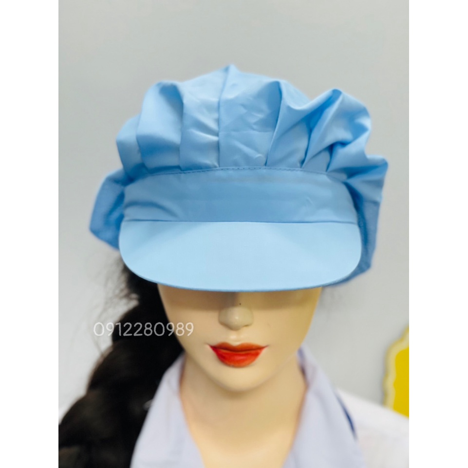 Nón kết xếp ly vải silk có nhiều màu, Nón ngành thực phẩm _ Hình chụp thật