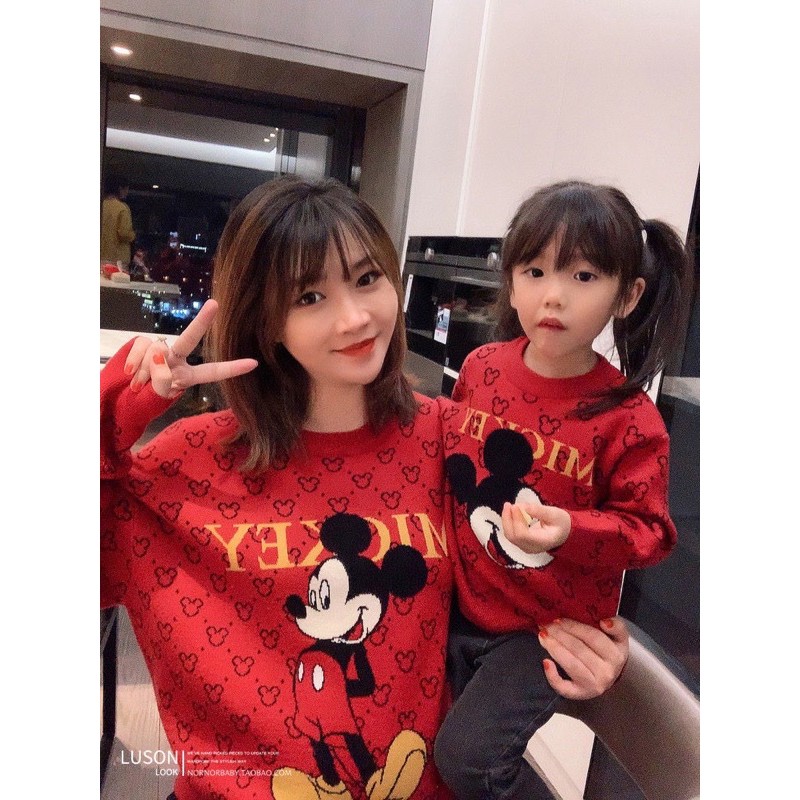 ANU14 - ÁO NỈ BÔNG MICKEY CHỮ VÀNG GIA ĐÌNH | BigBuy360 - bigbuy360.vn