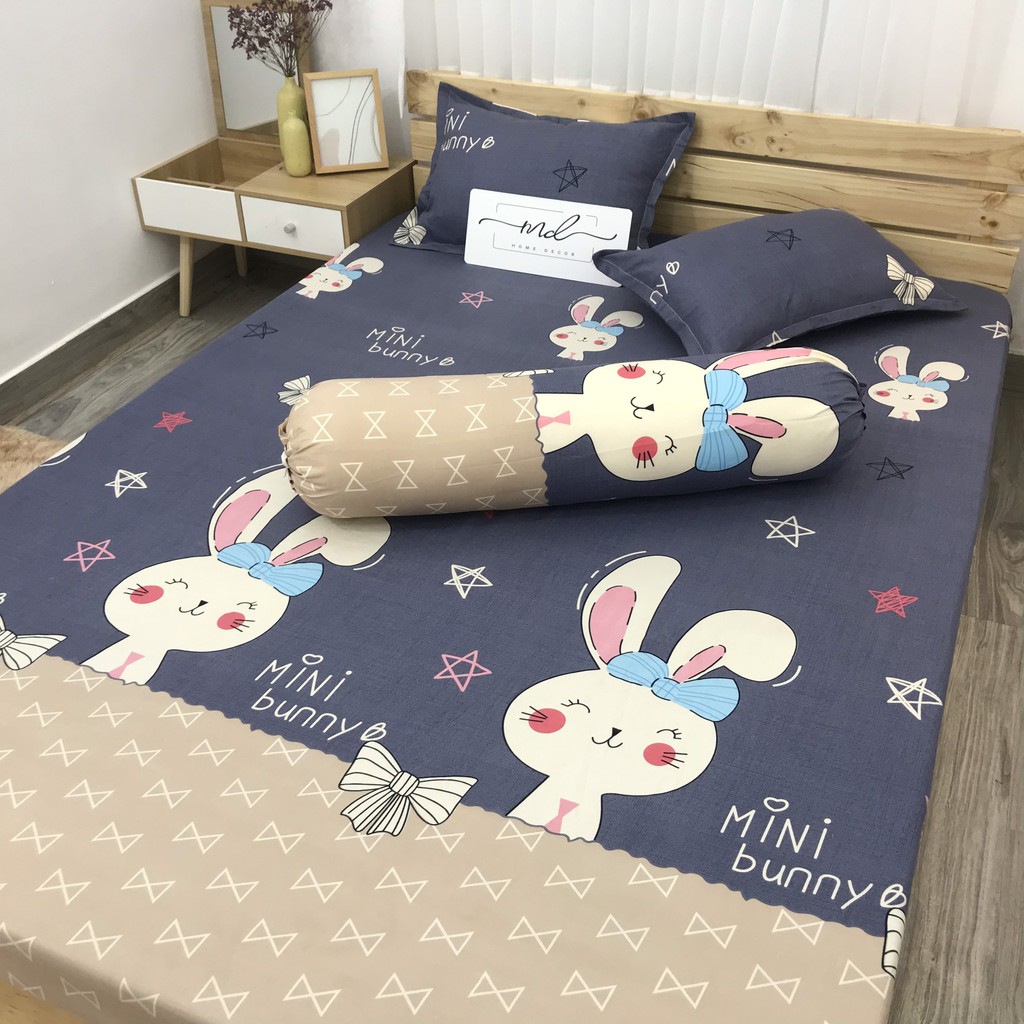 Bộ ga gối, Cotton Poly nhiều màu sắc MD.Decor - Chăn ga gối miễn phí may bo chun M4,M6,M8