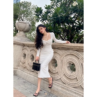 Đầm thun body, dây cổ