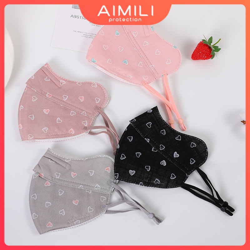 Khẩu Trang cotton Ba Lớp Chống Bụi Chống Tia UV Có Thể Điều Chỉnh Bảo Vệ Mắt Hình Trái Tim