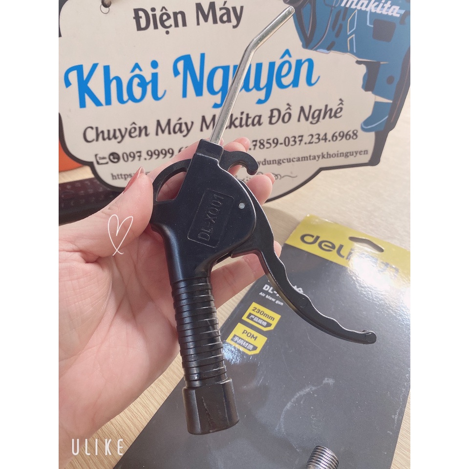 Súng hơi thổi xì khô xịt bụi dùng cho máy nén khí DL-XQ01 230mm Deli