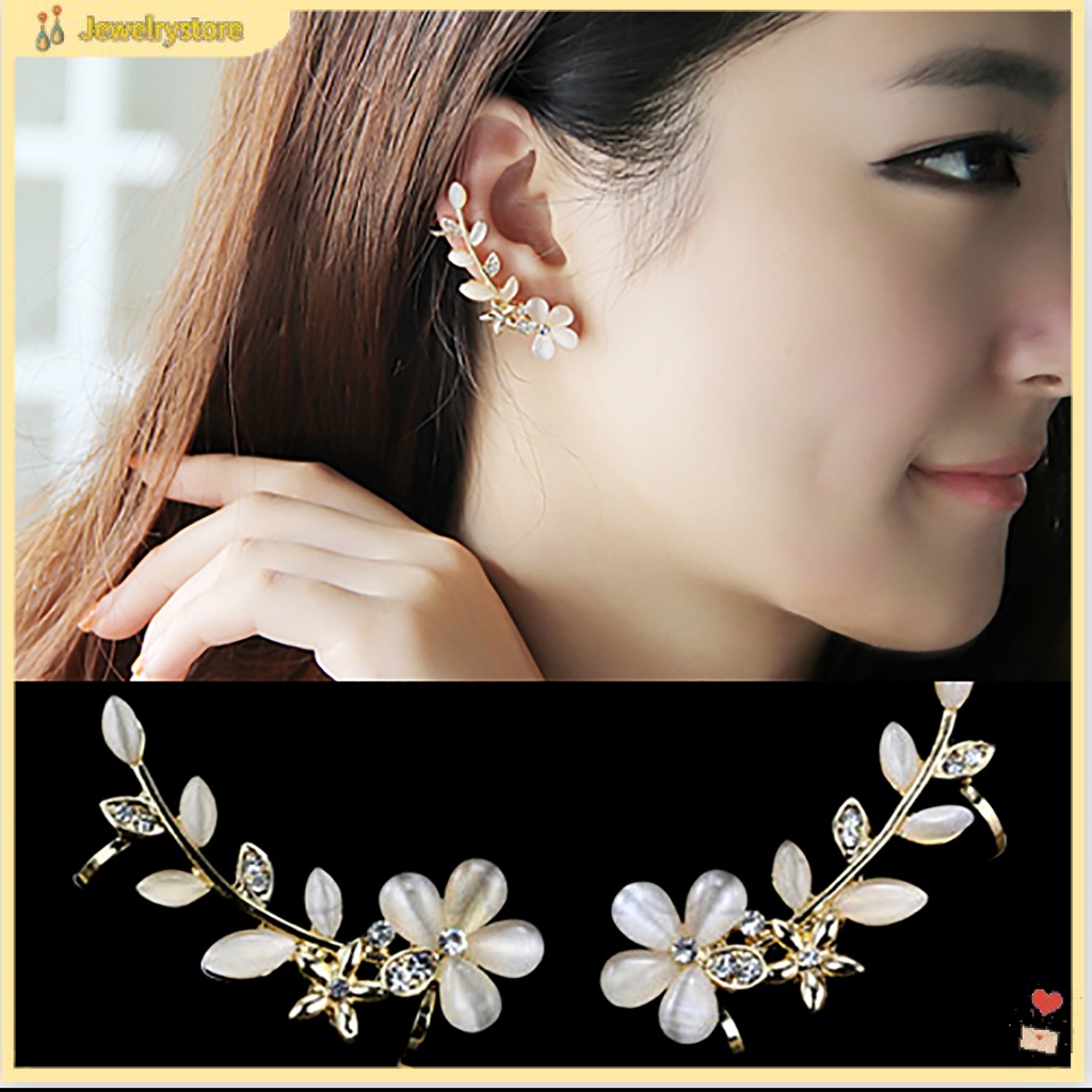 Khuyên kẹp vành tai hình hoa đính đá xinh xắn cho nữ