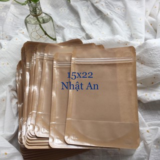 10 Túi zip giấy kraft một mặt trong, một mặt giấy nâu kraft