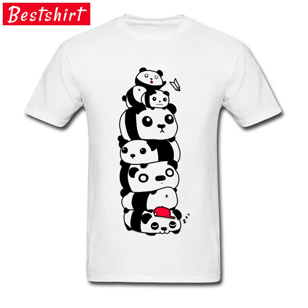 Stack Of Pandas Gather Together Print T Shirt Odin Men's T-shirts Leisure Rogue White Tshirt Cute Graphic Tees On Sale