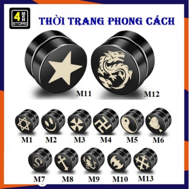 [13 Mẫu] - Khuyên Tai Nam Châm Hàn Quốc Thời Trang (Không Cần Xỏ Tai)