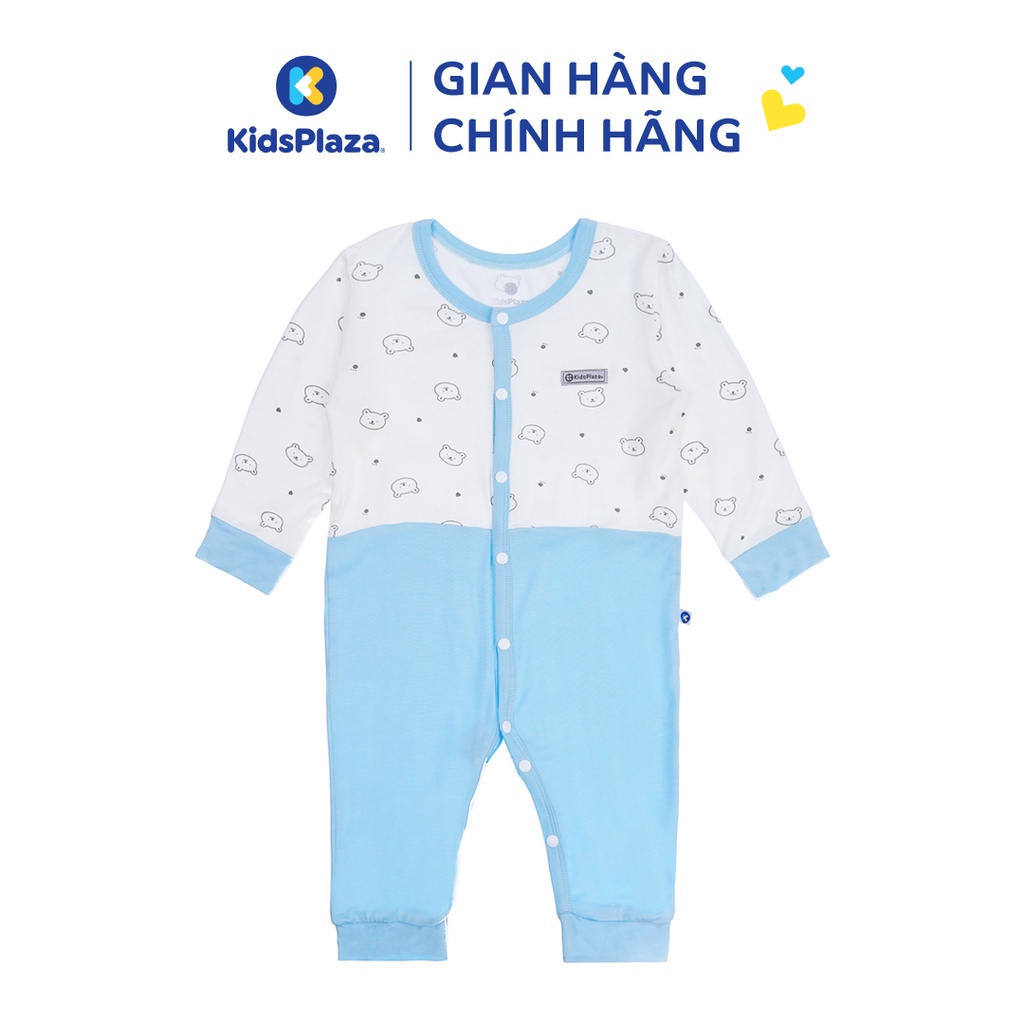 Bộ body dài tay cho bé KidsPlaza in hình Gấu M21T (Trắng Xanh)