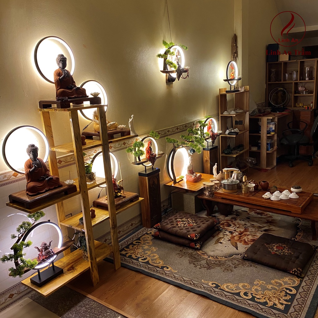 Thác Khói Trầm Hương Cao Cấp đèn Led - Thánh tăng Bái PHẬT tặng 10 nụ Trầm Việt