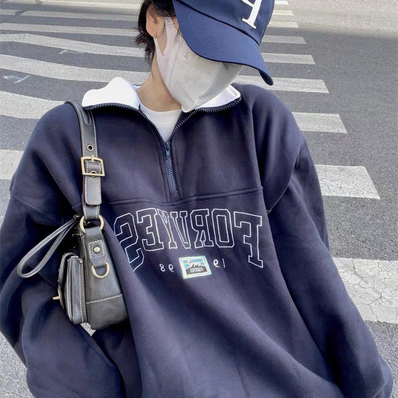 Áo Nỉ Zip Foruyfs SuzaHouse_Store Nữ [FREESHIP] 🌸 Sweater cao cổ dài tay bồng, thun hoodie form rộng cá tính Ulzzang 🌸 | BigBuy360 - bigbuy360.vn