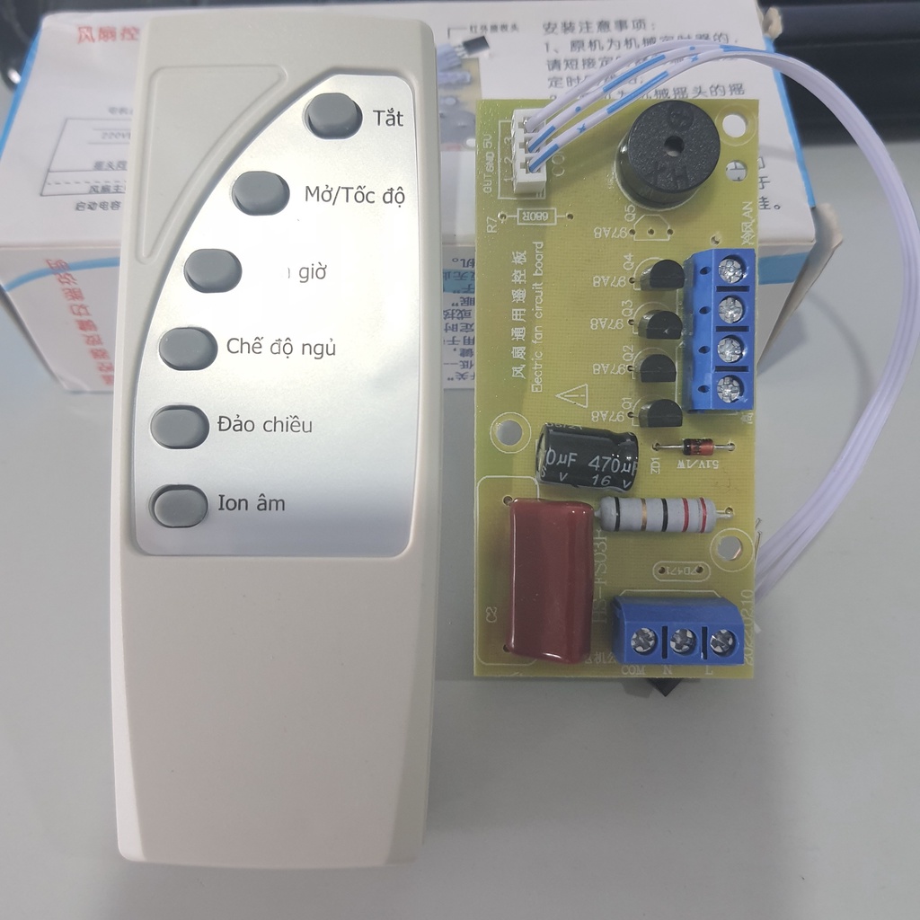 Bộ vỉ mạch quạt điều khiển từ xa cho quạt có kèm remote 2020 BẢN TIẾNG VIỆT 6 NÚT