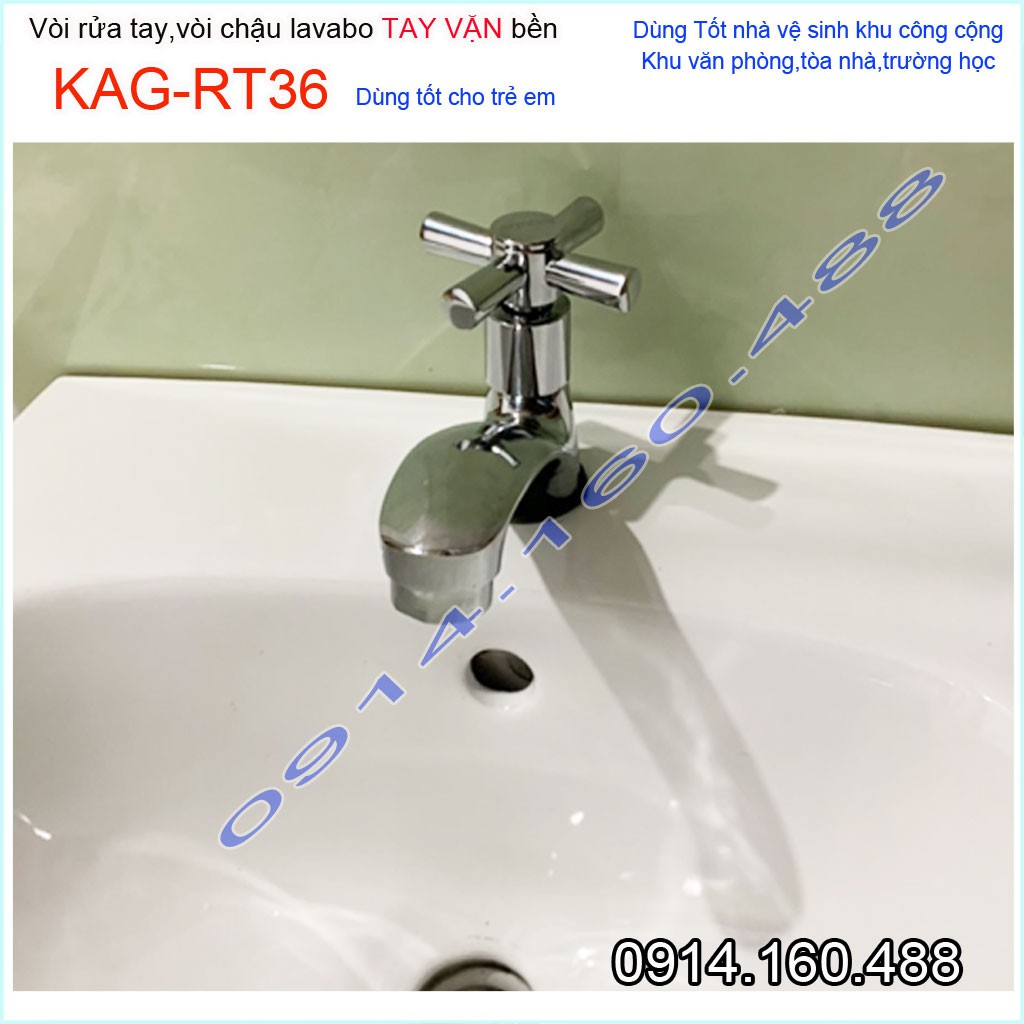 Vòi lavabo Aspavn KAG-RT36 kiểu chữ thập siêu bền, vòi chậu rửa mặt tay vặn nước mạnh sử dụng tốt