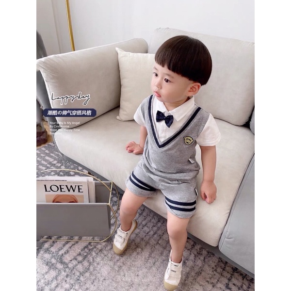 Bộ gile đùi kẻ cực kute cho bé trai - BGDK