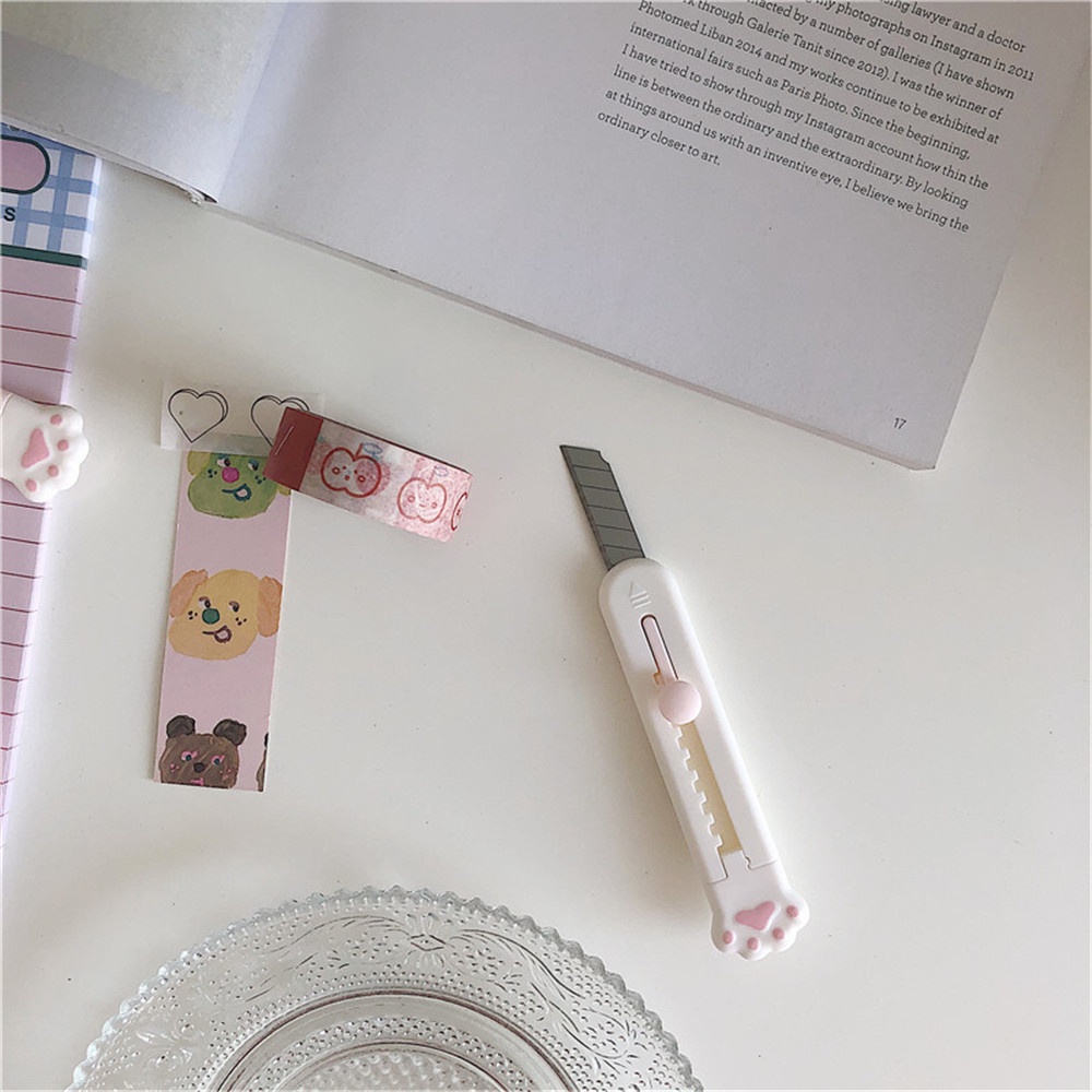 【sweet】1pc students Portable cartoon Mini Cat Claw pattern Utility Knife for Unpacking Envelope Cutting Tool