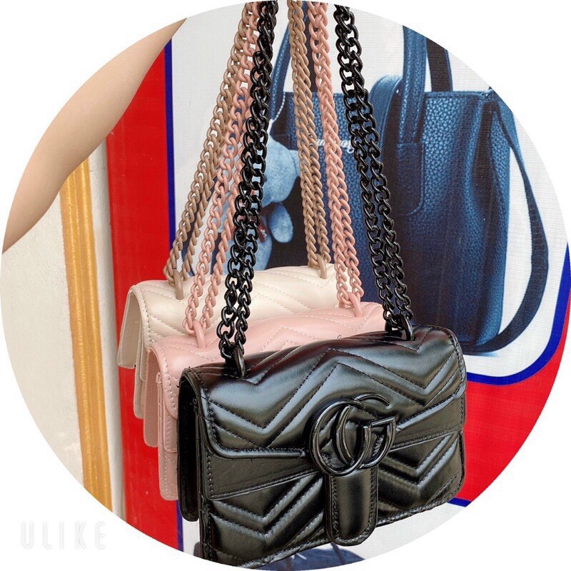 Túi xách nữ khóa GG trần chỉ bóng da mềm  DC.Fashion