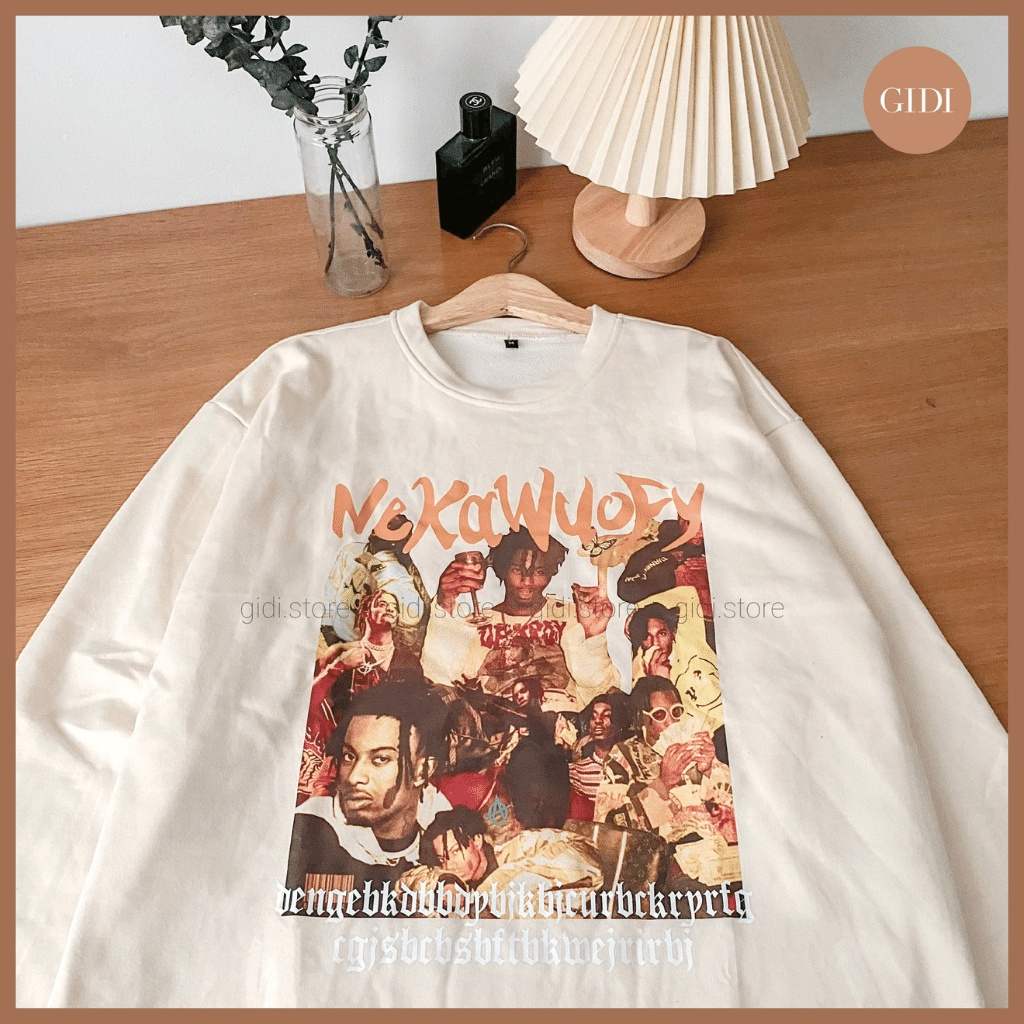 Áo Sweater NIGA Nam Nữ Unisex in chữ màu Trắng/ Đen vải chân cua cao cấp dày dặn cổ tròn form rộng OVERSIZE